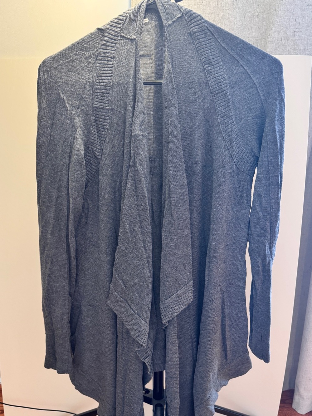 Lululemon Heathered Gray Open Front Drape Cardigan Wrap Sweater - Size 8